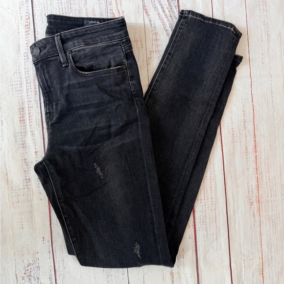 Vince Women's Mid-rise Skinny Jeans Size 26 Vintage Black Denim - Picture 7 of 11